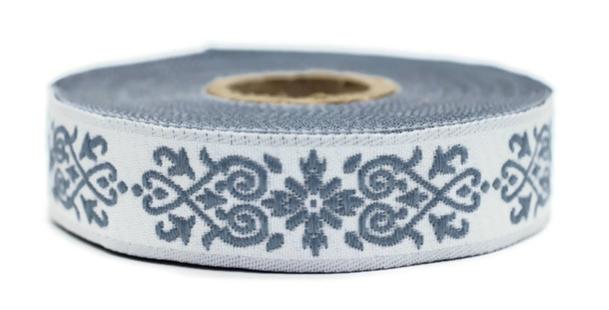 20 mm Blue Victorian Jade Jacquard Ribbon 0.78 (inch) | Embroidered Bordure | Fabric Tapestry for Embellishment Craft Home Decor | 20271