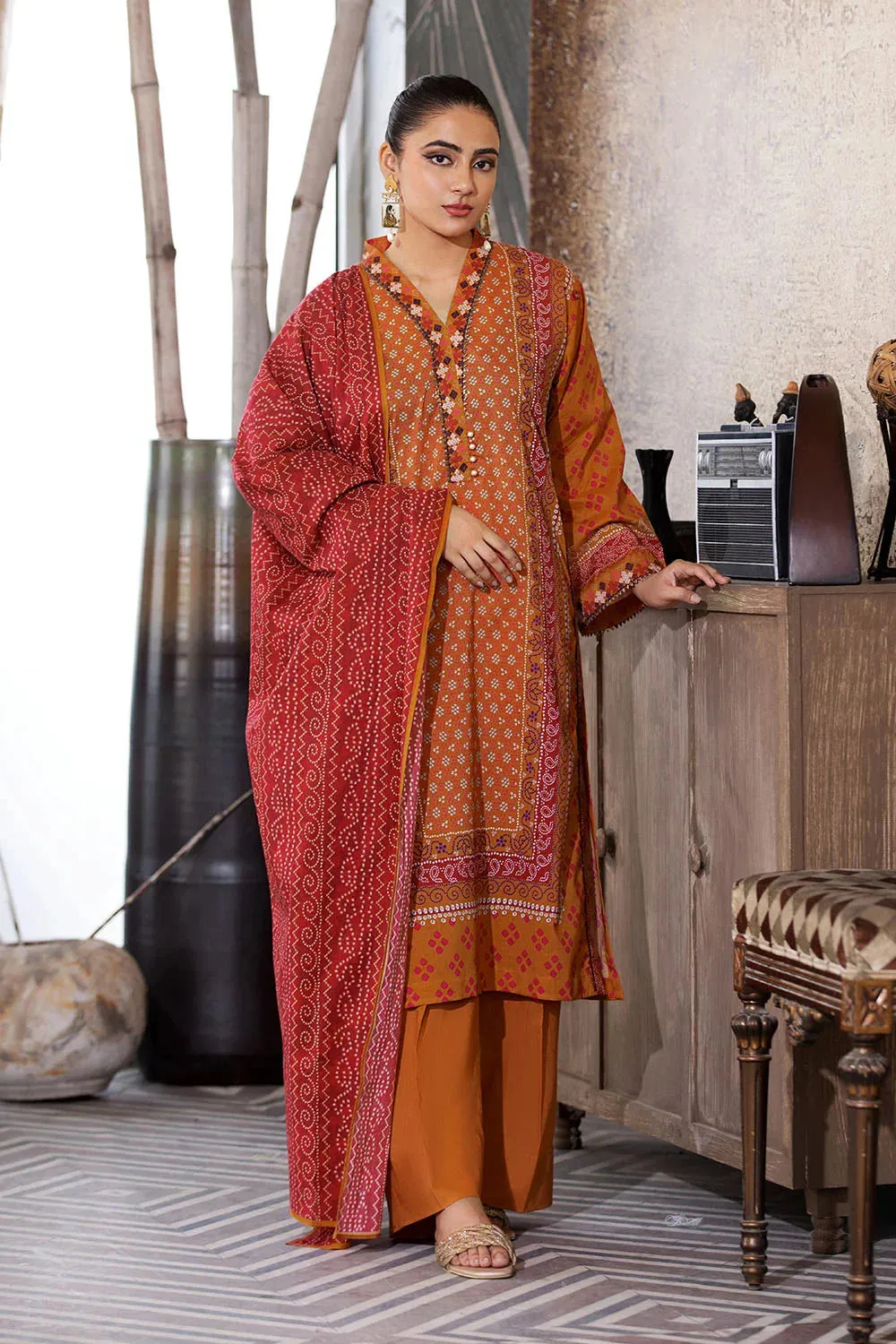 3PC Printed Unstitched Lawn Suit KLA-2586