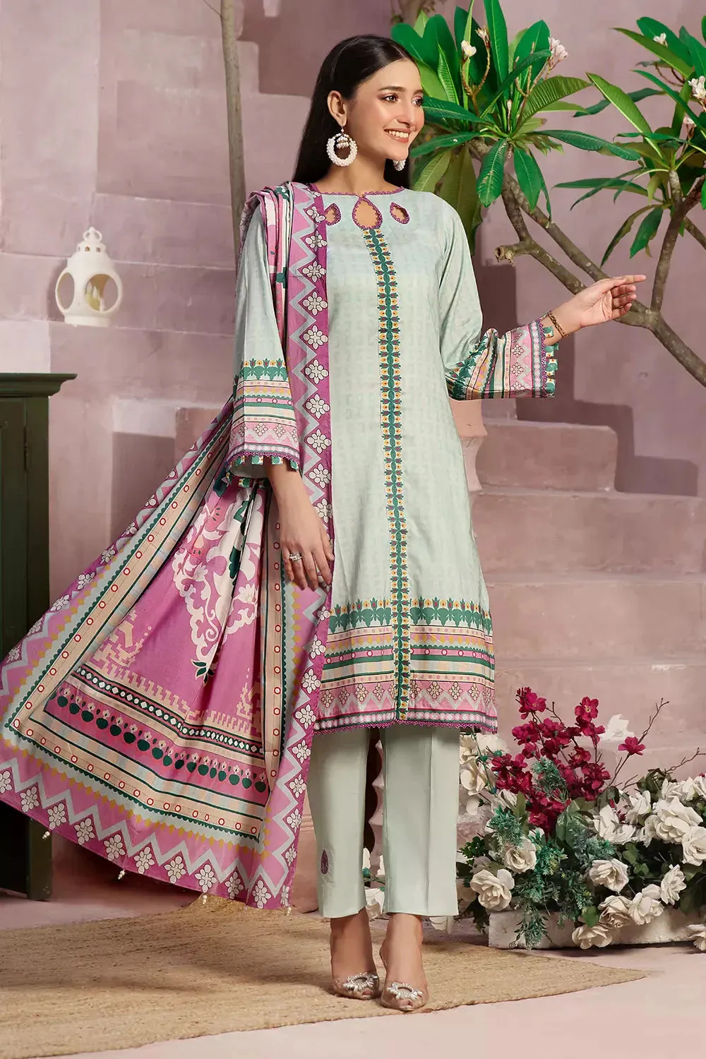 3PC Printed Unstitched Lawn Suit KLA-2795