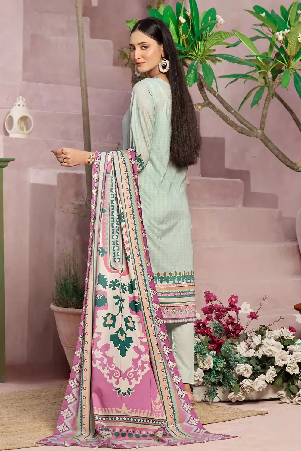 3PC Printed Unstitched Lawn Suit KLA-2795