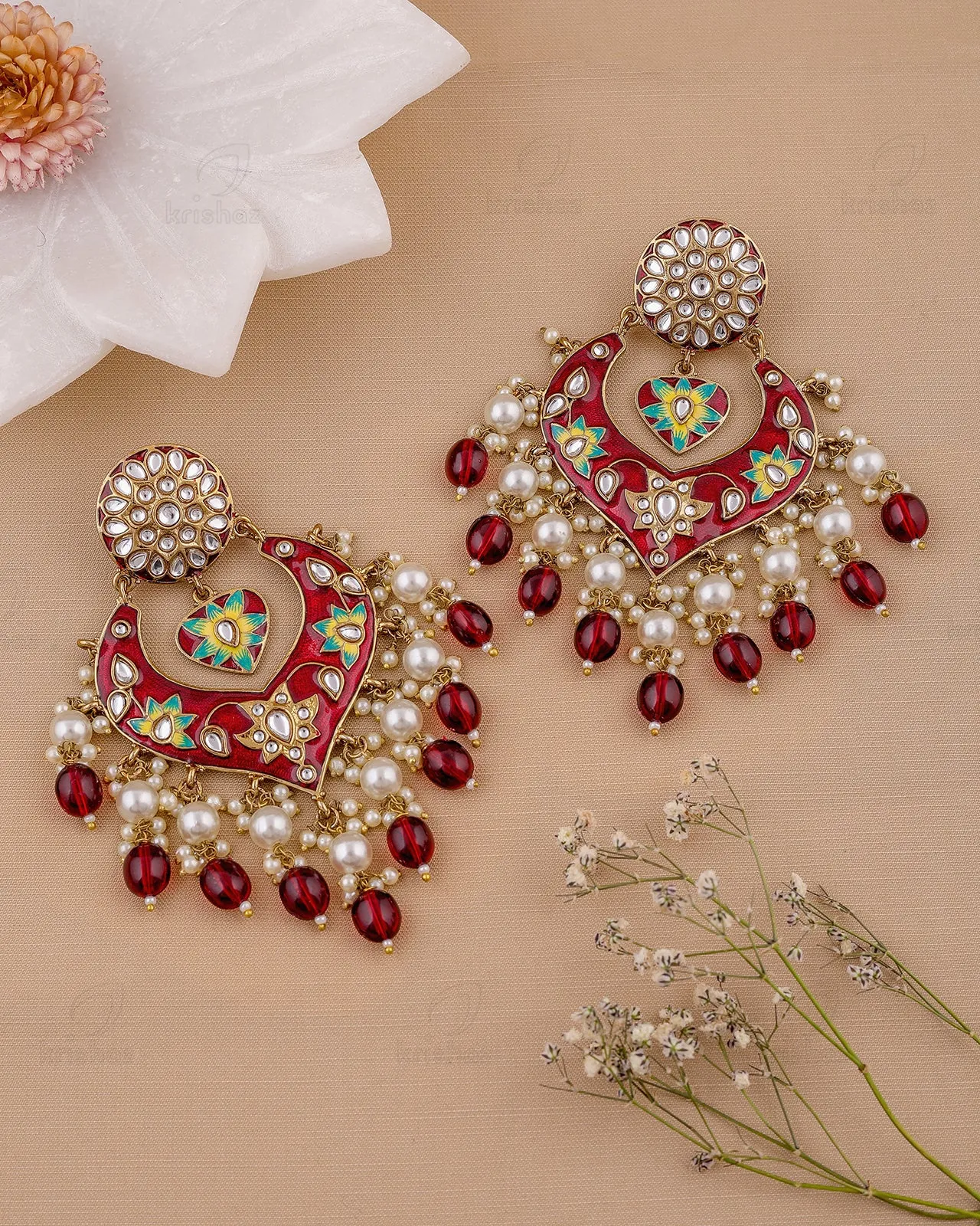 Afreen Kundan Chandbali Earrings - RANG