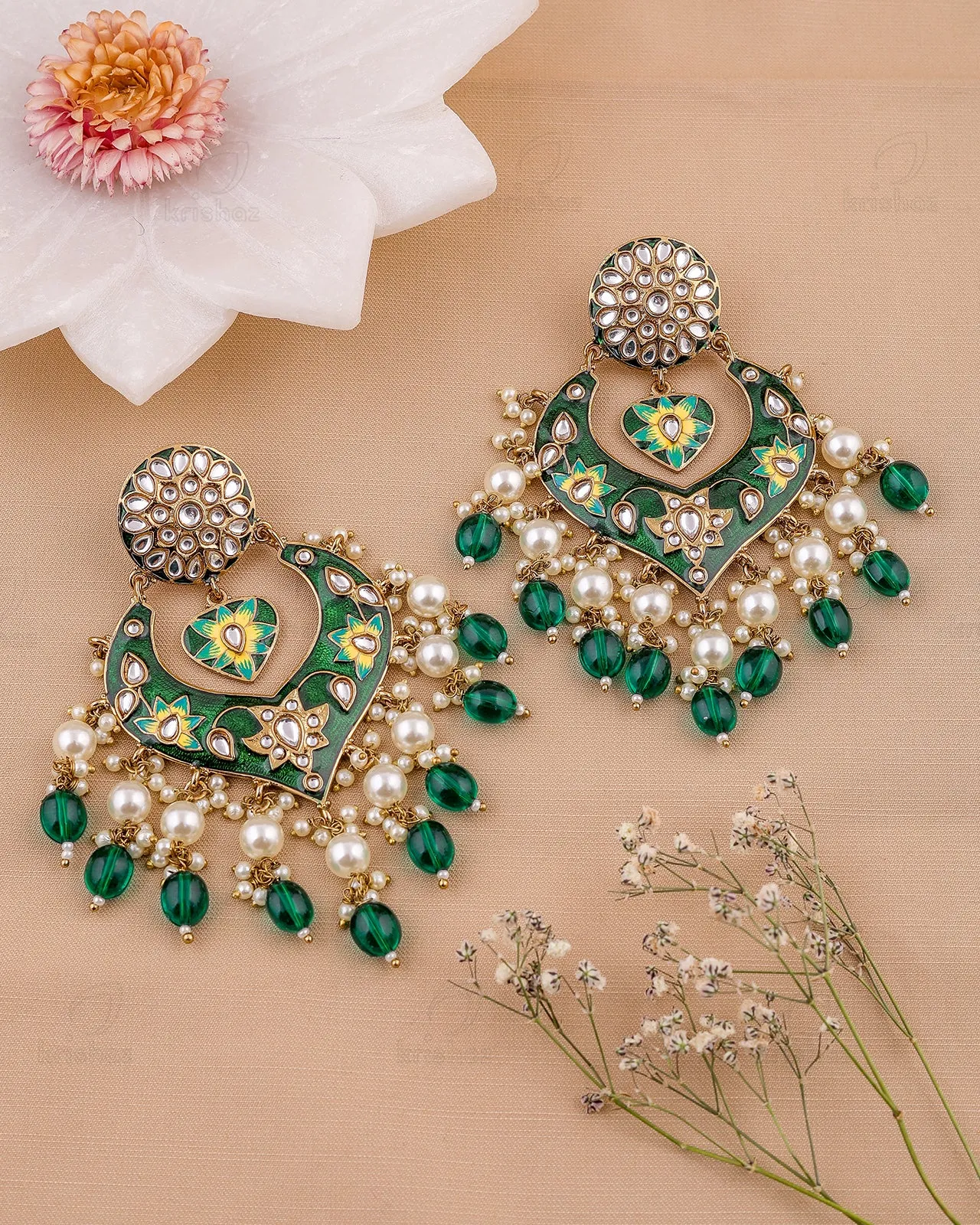 Afreen Kundan Chandbali Earrings - RANG