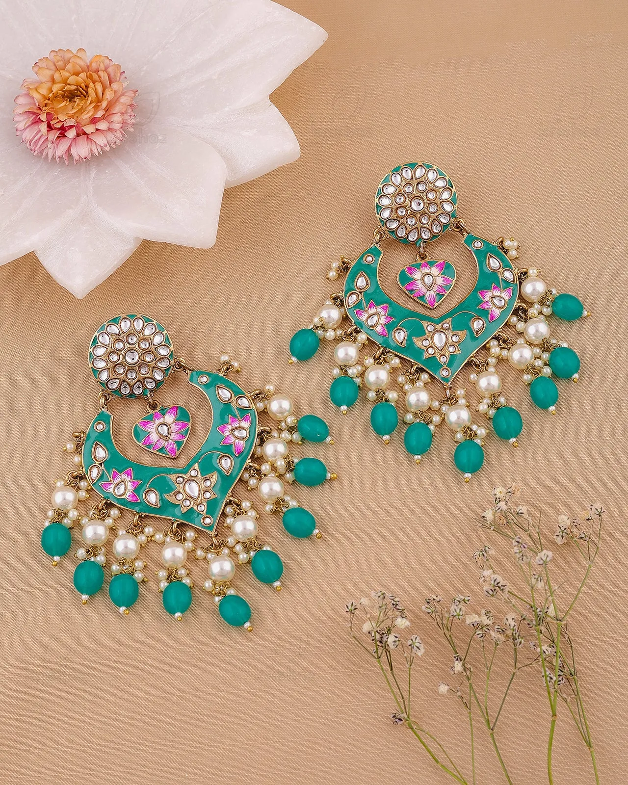 Afreen Kundan Chandbali Earrings - RANG