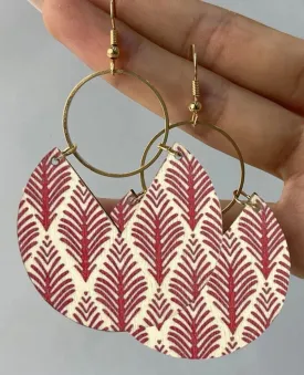 Bohemian Wooden Red Leaf Earrings