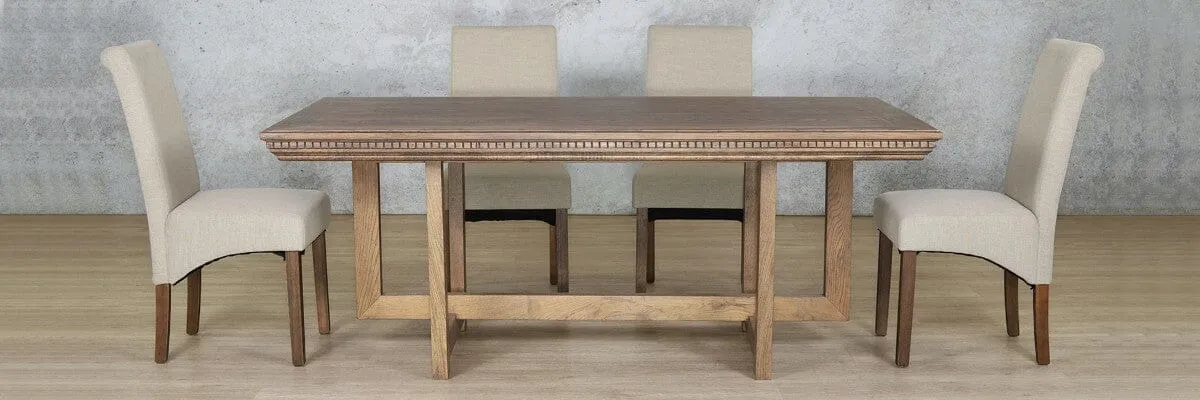 Bolton Fluted Wood Top & Windsor 6 Seater Dining Set