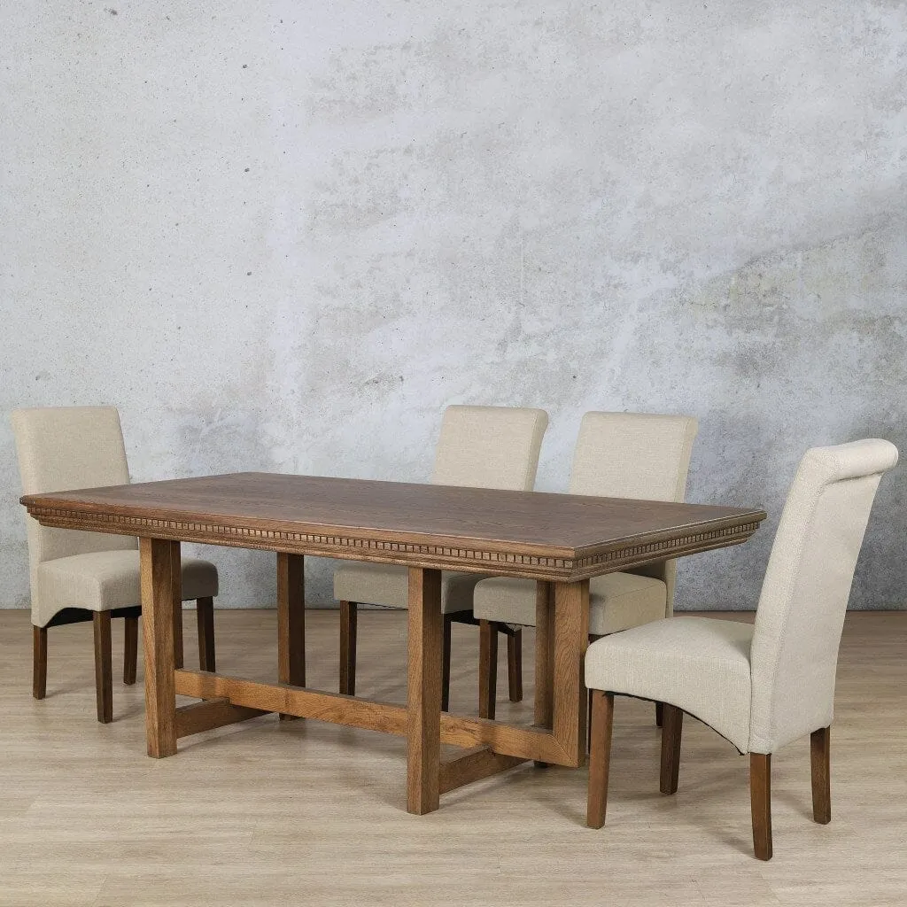 Bolton Fluted Wood Top & Windsor 6 Seater Dining Set