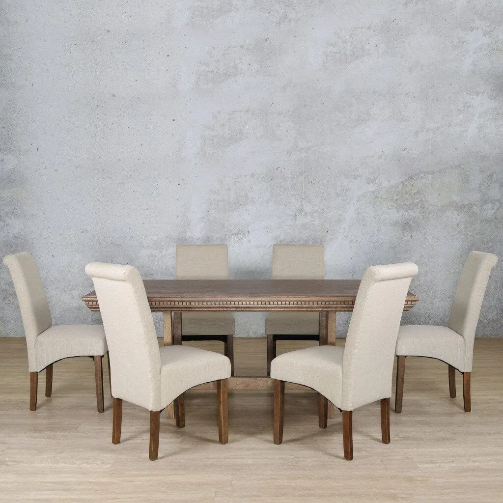 Bolton Fluted Wood Top & Windsor 6 Seater Dining Set