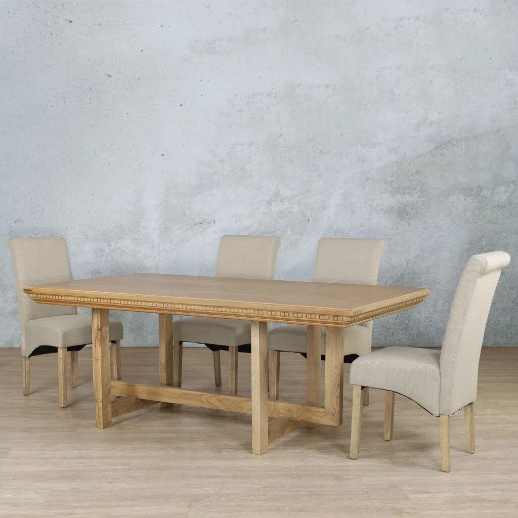 Bolton Fluted Wood Top & Windsor 6 Seater Dining Set