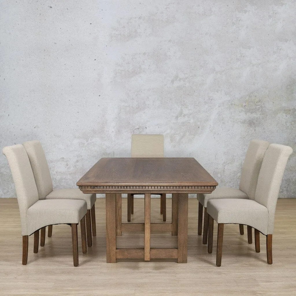 Bolton Fluted Wood Top & Windsor 6 Seater Dining Set