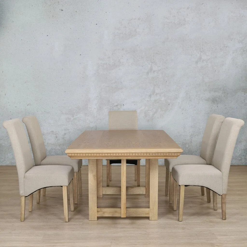 Bolton Fluted Wood Top & Windsor 6 Seater Dining Set