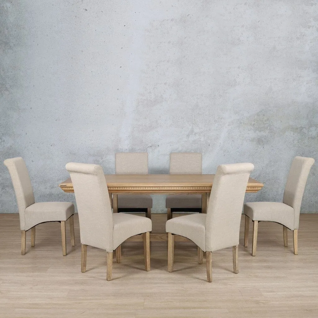 Bolton Fluted Wood Top & Windsor 6 Seater Dining Set