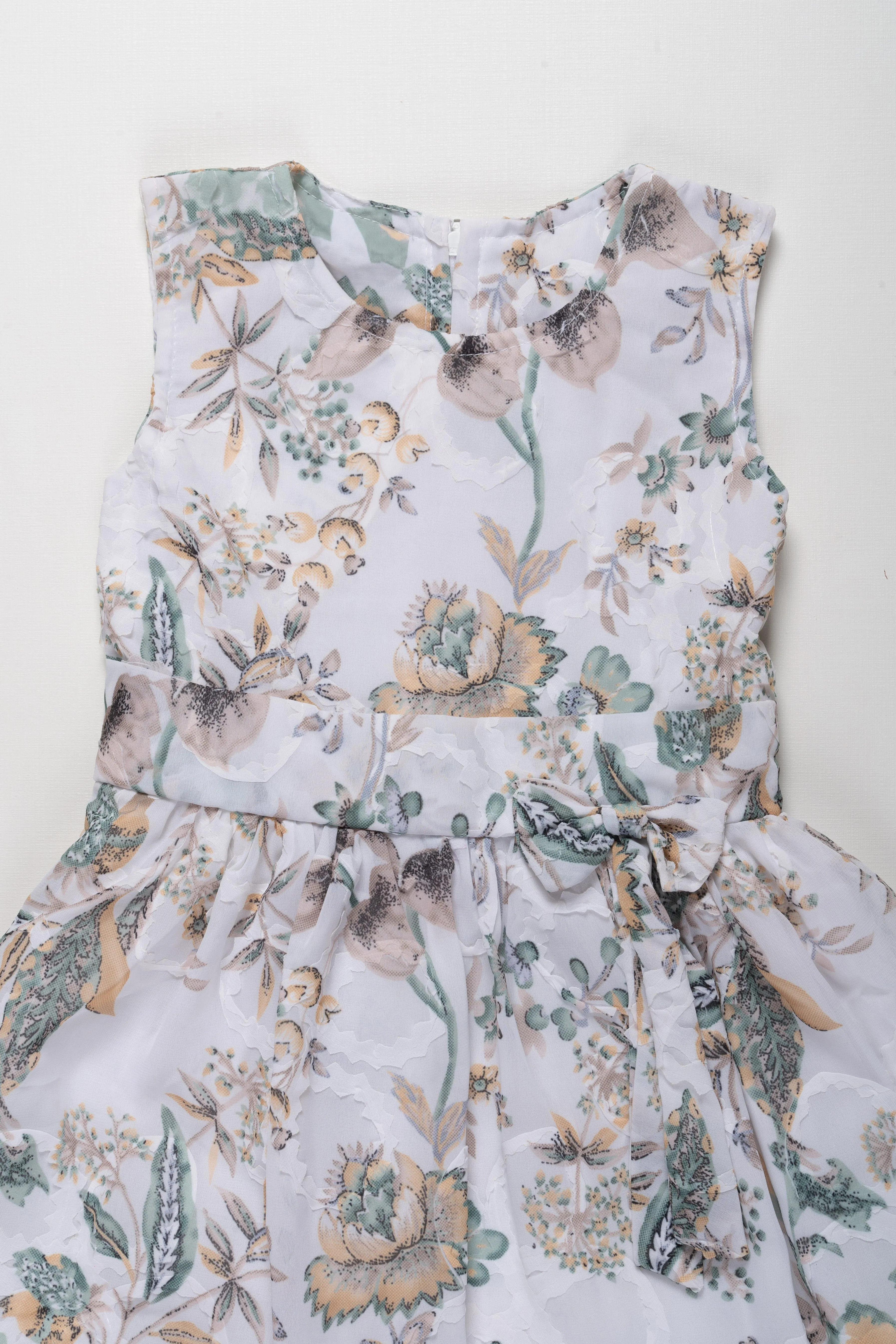 Botanical Elegance: Floral Printed A-Line Frock for Girls