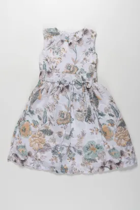 Botanical Elegance: Floral Printed A-Line Frock for Girls