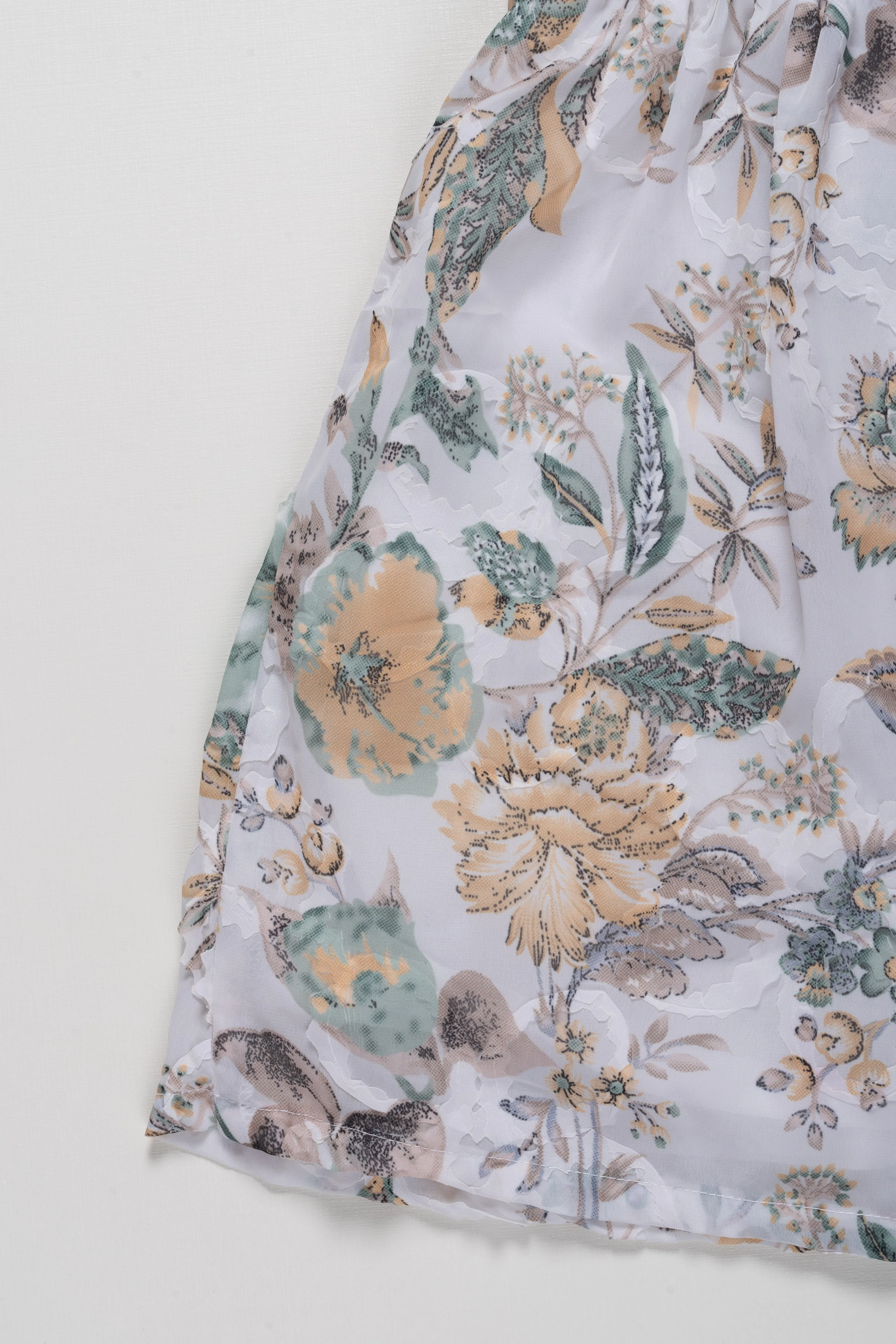 Botanical Elegance: Floral Printed A-Line Frock for Girls