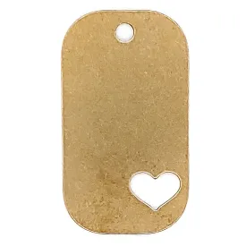 Brass Blank Heart Cutout Dog Tag Pendant / SBB0204