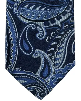 Canali Tie Midnight Blue Paisley - Jacquard Silk