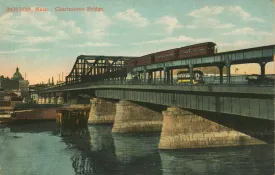 Charlestown Bridge with Rapid Transit Train and Streetcar