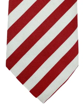 Church's Silk Tie White Red Stripes FINAL SALE