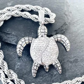 Crystal Sea Turtle Pendant - Rope Necklace - SK2590