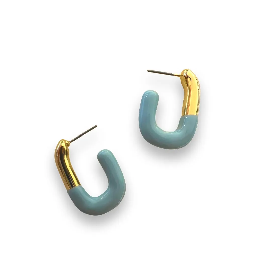 Curved Color Blocking Half Hoop Earrings