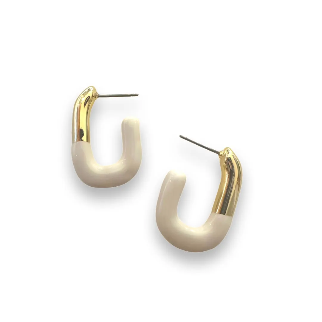 Curved Color Blocking Half Hoop Earrings