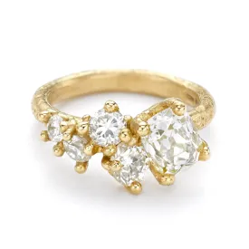 Cushion Diamond Tapering Cluster Ring