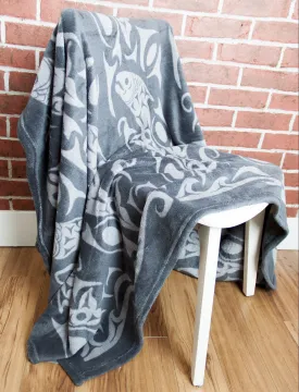 Debra Sparrow© Returning of the Salmon Velura™ Throw Blanket - Gray