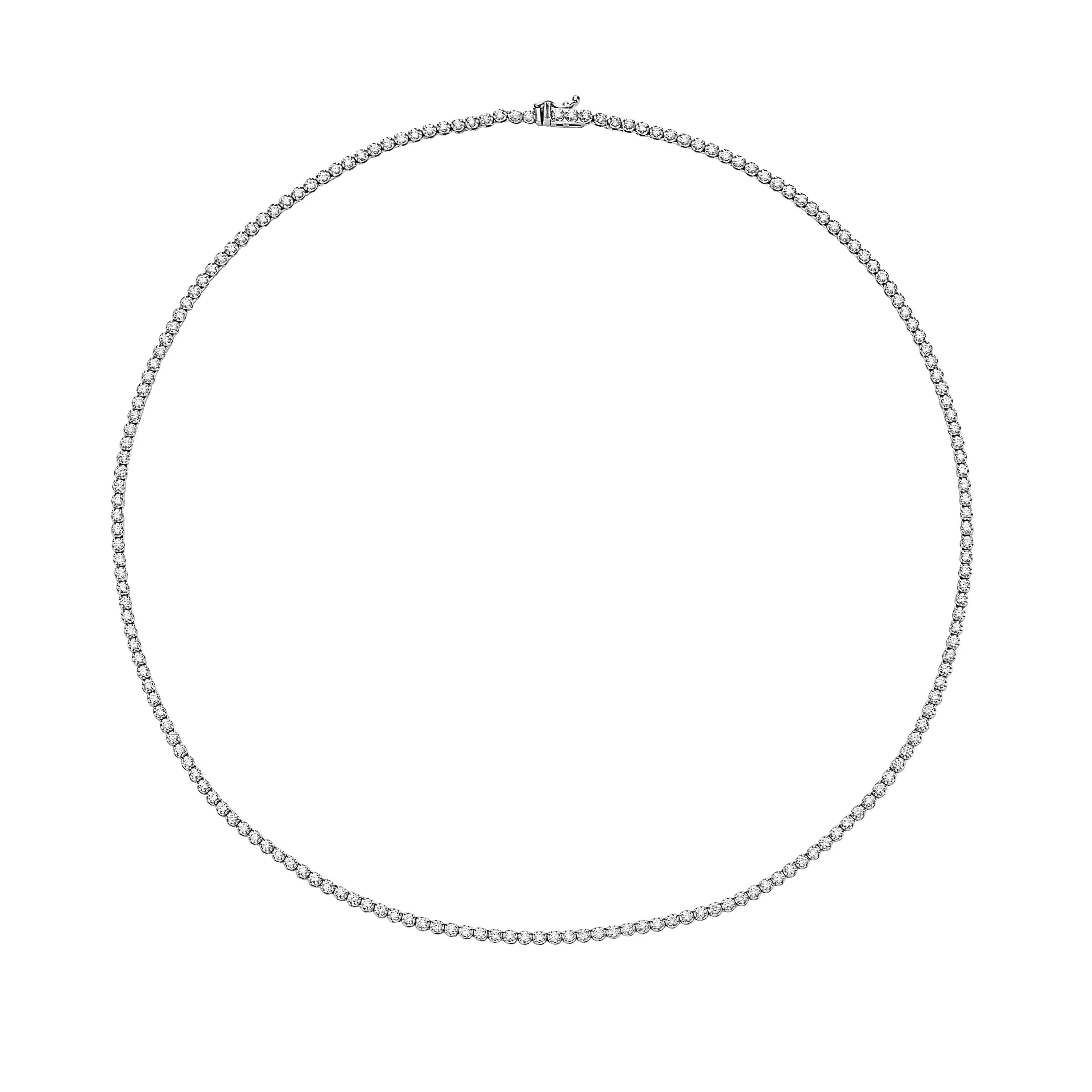 Diamond Tennis Necklace (7.00 ct.) 2.2 mm Buttercup Setting in 14K Gold