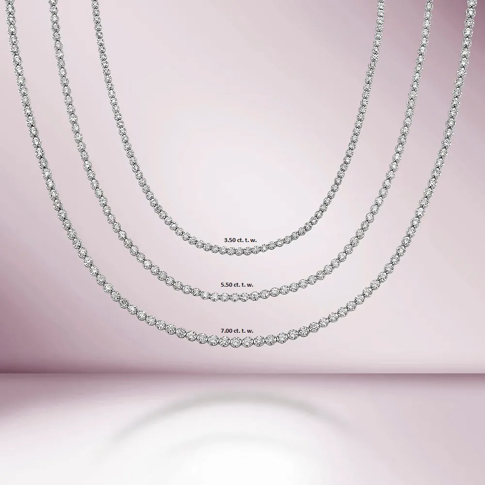 Diamond Tennis Necklace (7.00 ct.) 2.2 mm Buttercup Setting in 14K Gold