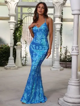 Elegant Spaghetti Strap Sleeveless Mermaid Prom Dresses