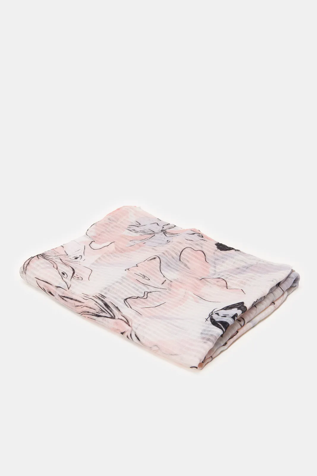 Girls Pink Printed Scarf