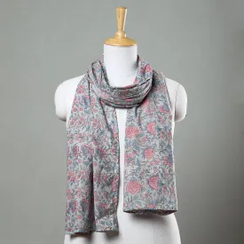 Grey - Sanganeri Block Printed Cotton Stole