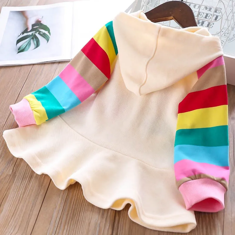 Hooded Rainbow Dress Long Sleeve