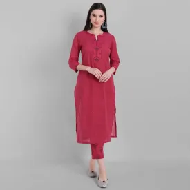 Hot Pink Rangoli Cotton Kurta Pants Set