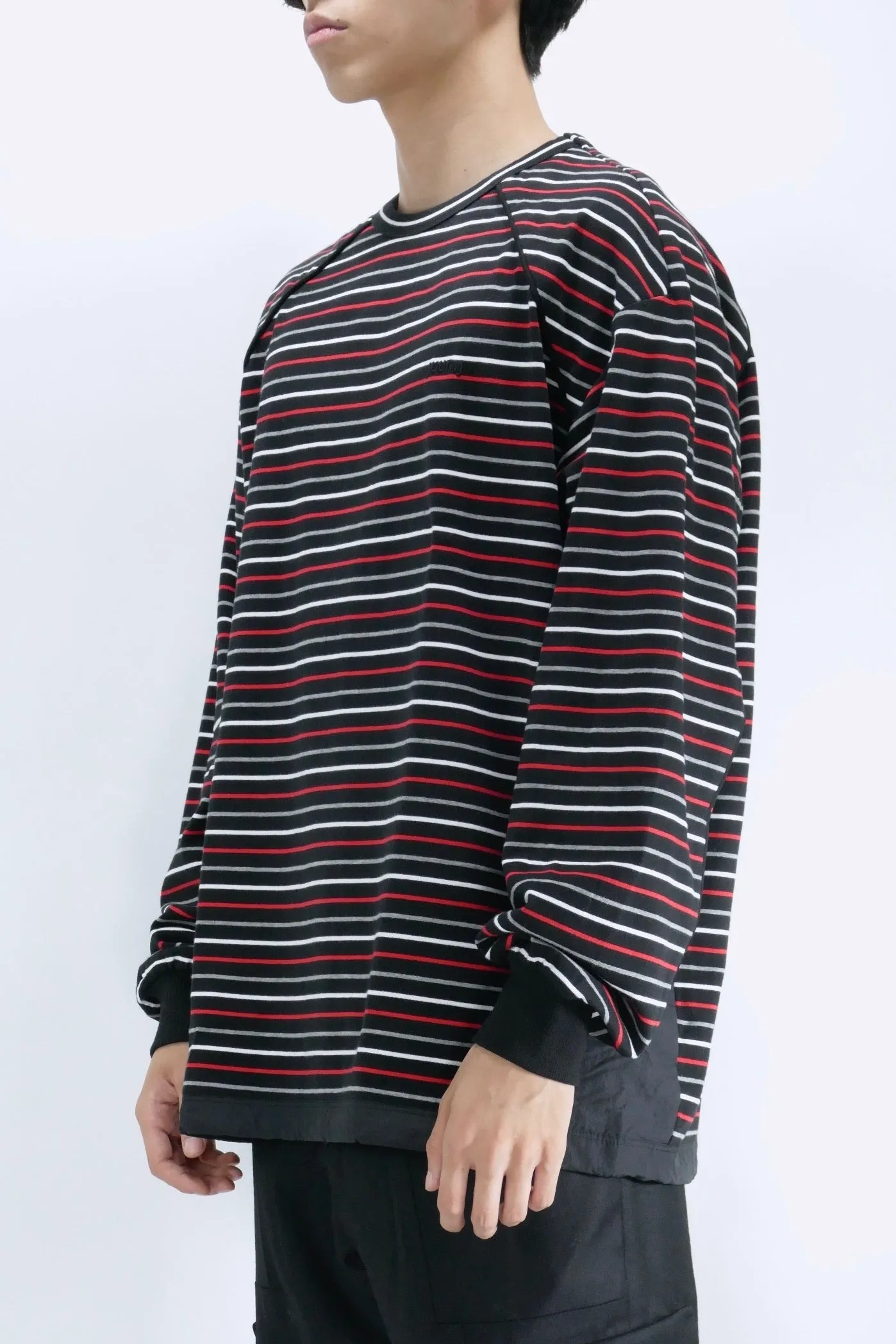 Juun.J Striped L/S Tee - Black