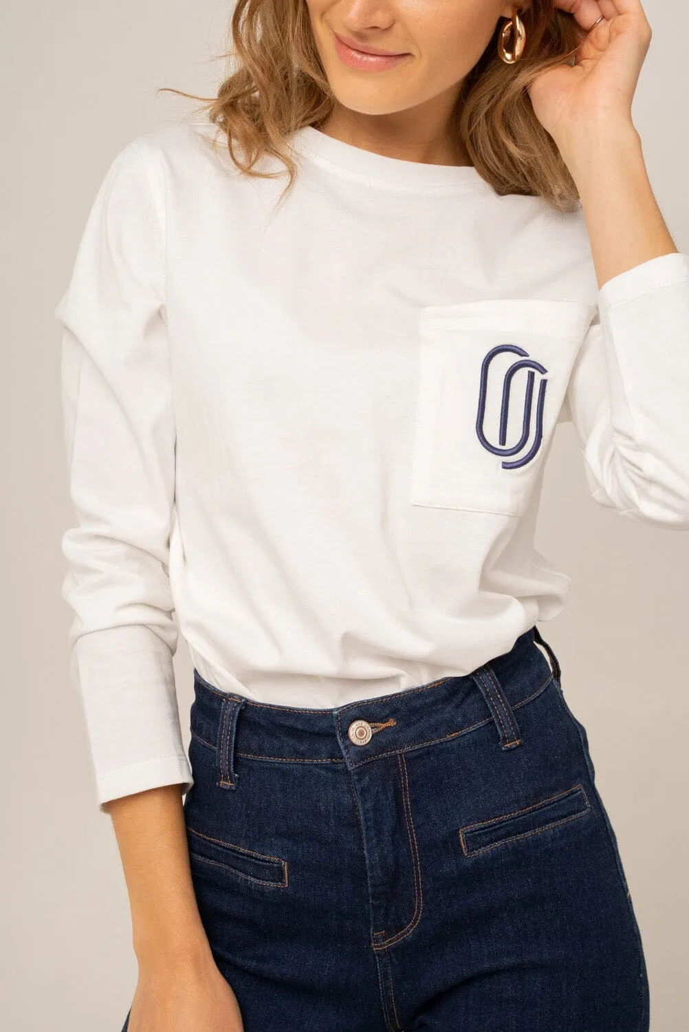 KIRI COTTON LONG SLEEVE TOP IN WHITE