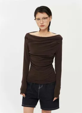 Off-Shoulder Long Sleeve Ruched Top