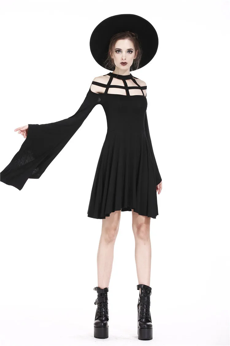 Punk knitted dress with mimic spider web shape design and big kimono sleeves DW183