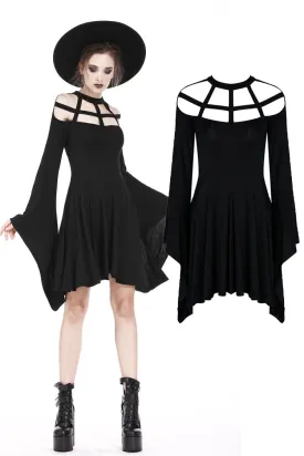 Punk knitted dress with mimic spider web shape design and big kimono sleeves DW183