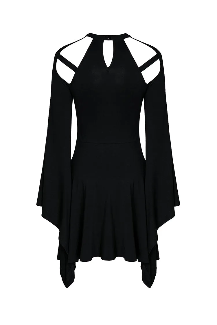 Punk knitted dress with mimic spider web shape design and big kimono sleeves DW183