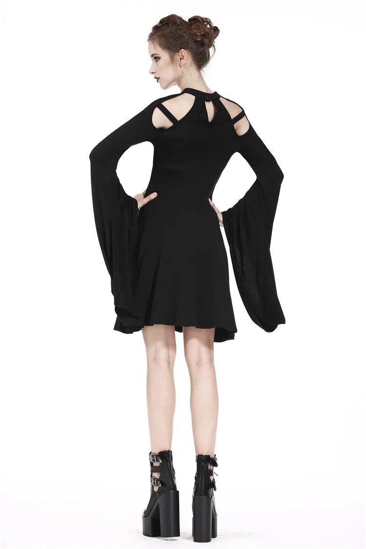 Punk knitted dress with mimic spider web shape design and big kimono sleeves DW183