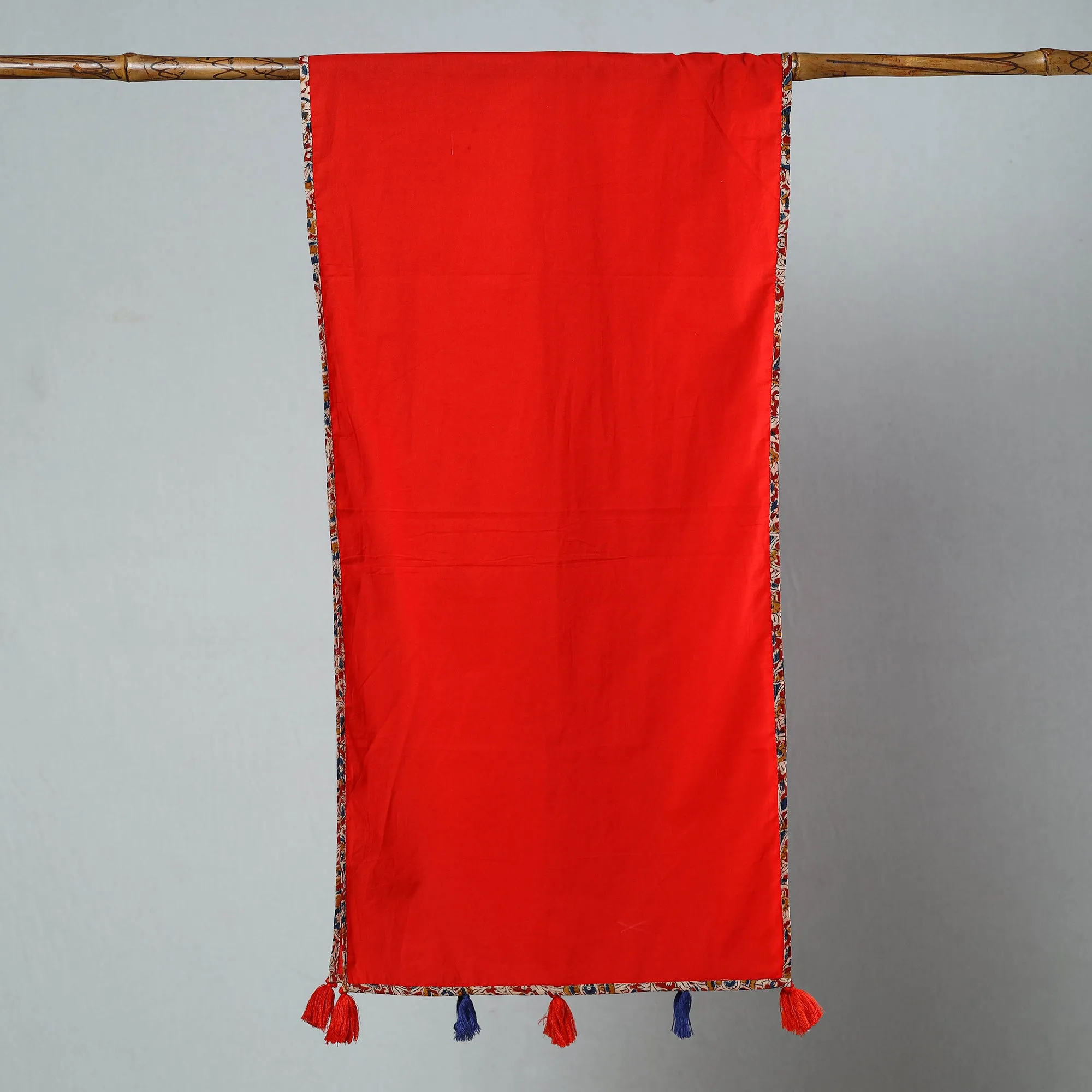 Red - Plain Cotton Stole with Tassels 16