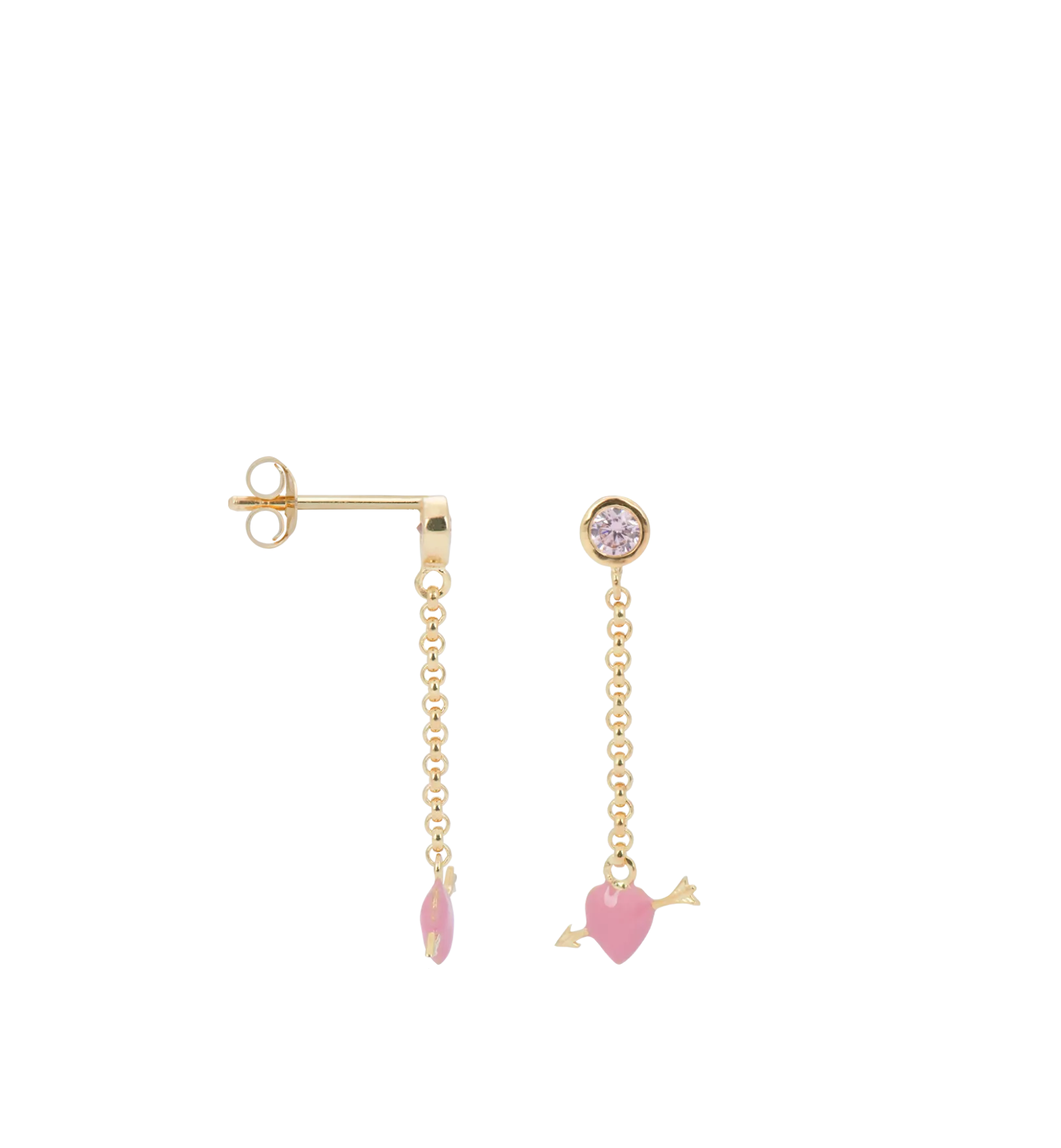 Single Cupid Stud Chain Earring