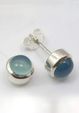 Solid Silver Chalcedony Stud Earrings