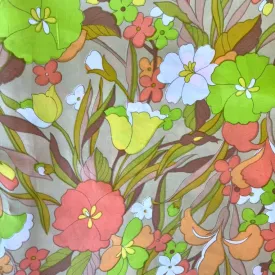 Spring Flowers Vintage Taffeta Fabric