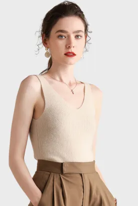 Stylish V-Neck Cashmere Vest Top