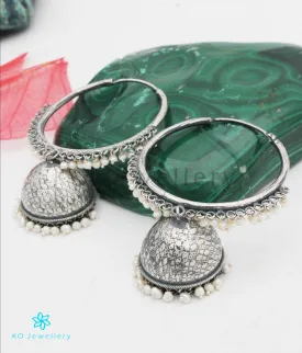 The Arohi Silver Pearl Bali-Jhumka (Oxidised)