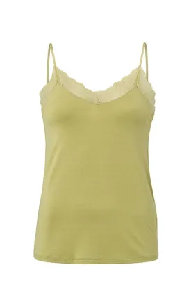 YAYA Lace Strappy Top With Jersey Body Pistachio